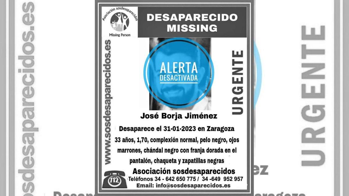 José Borja Jiménez ya ha sido localizado tras desaparecer en Zaragoza