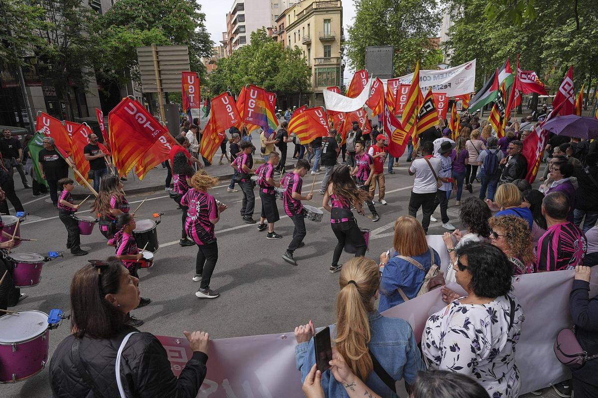 Les imatges de la manifestació de l'1 de maig a Girona
