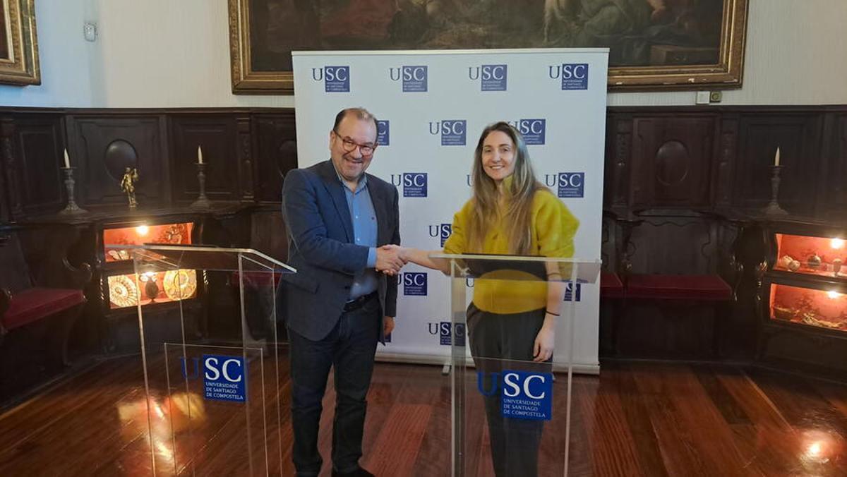Antonio López e Lucía Freitas no Colexio de San Xerome en Santiago.