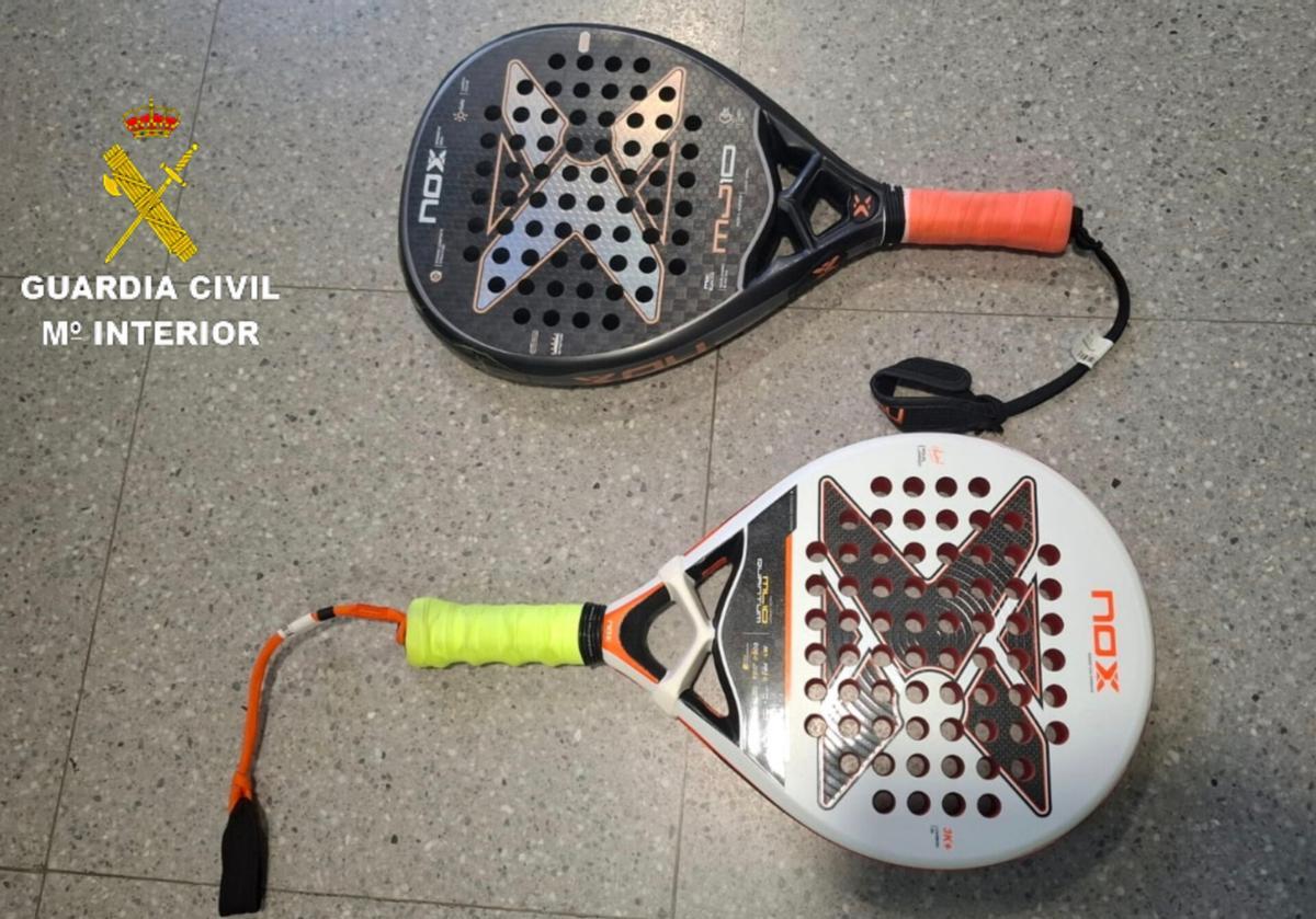 Las pálas de pádel Nox recuperadas por la Benemérita