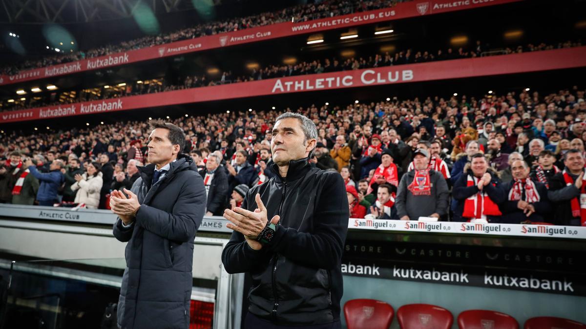 Ernesto Valverde, en un partido en San Mamés