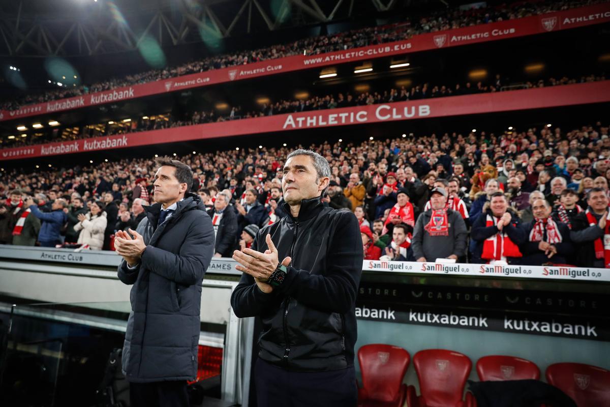 Ernesto Valverde, en un partido en San Mamés