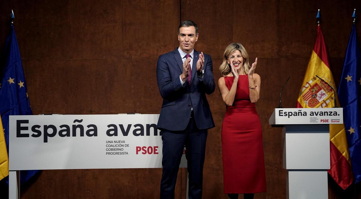Pedro Sánchez y Yolanda Díaz sellan el acuerdo para una nueva coalición de Gobierno