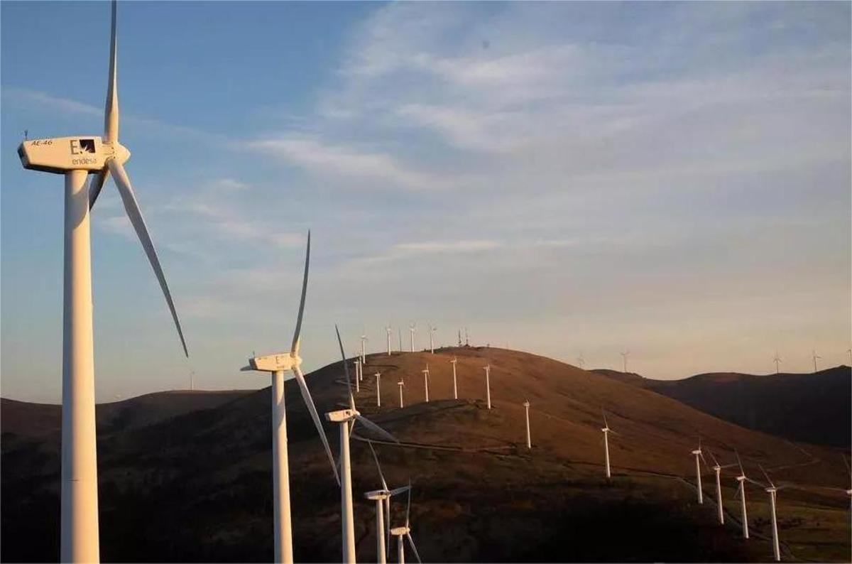 Imagen de archivo de un parque eólico.