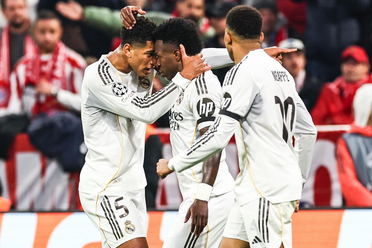 Los jugadores del Real Madrid celebran el gol ante el Bayern