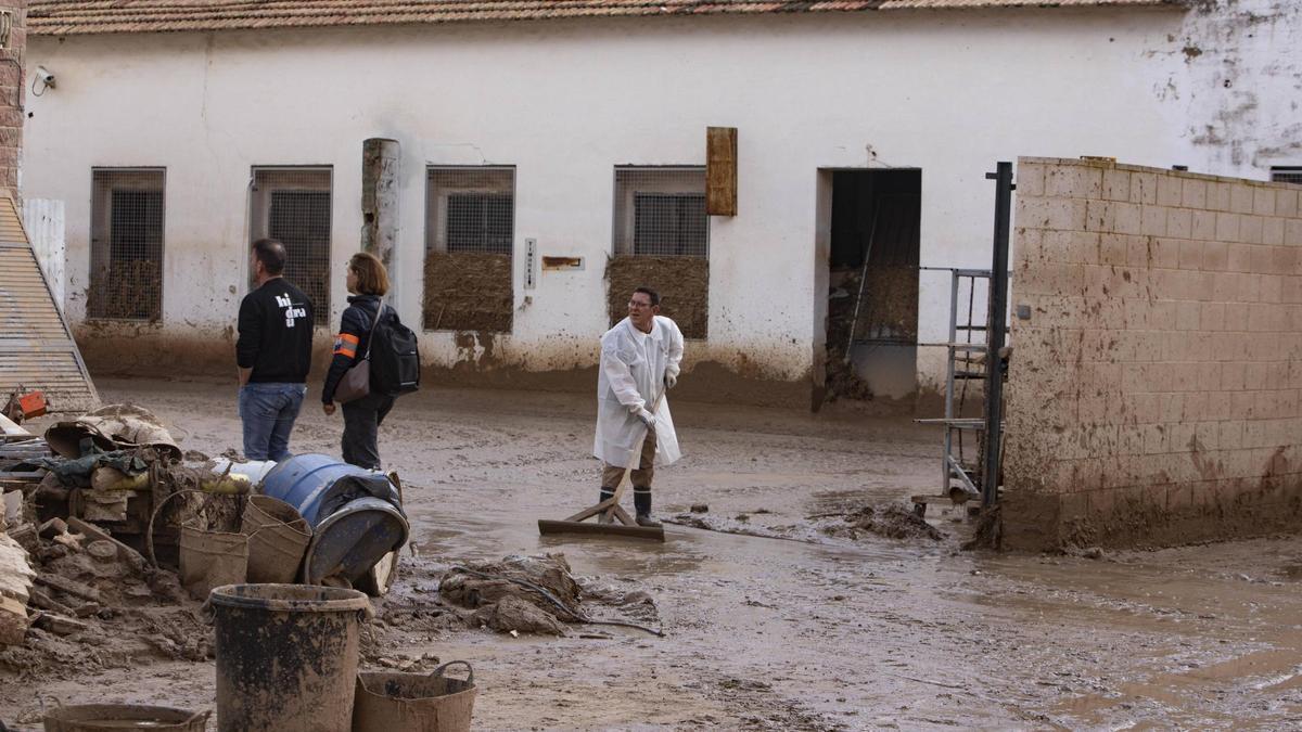 Trabajos de limpieza en una empresa de Algemesí, en una imagen de archivo.