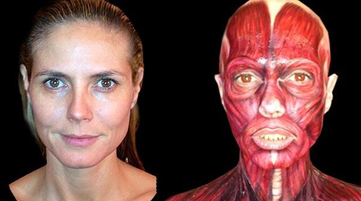 La model triomfa amb una disfressa que mostra els seus músculs i venes