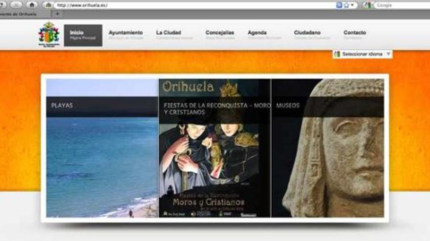 Captura de la nueva página web del Ayuntamiento de Orihuela.