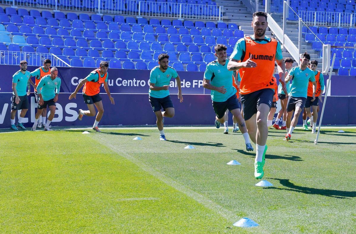 Entrenamiento de este sábado en La Rosaleda.