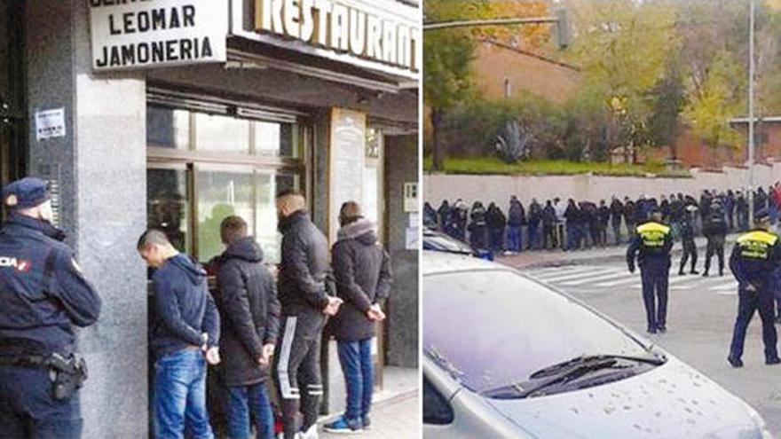 Los detenidos ayer en Madrid. / EFE / Telemadrid