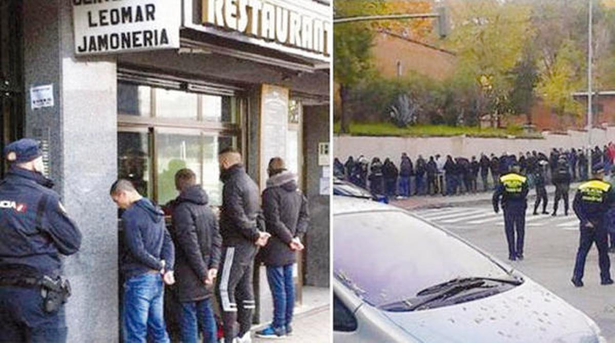 Los detenidos ayer en Madrid. / EFE / Telemadrid