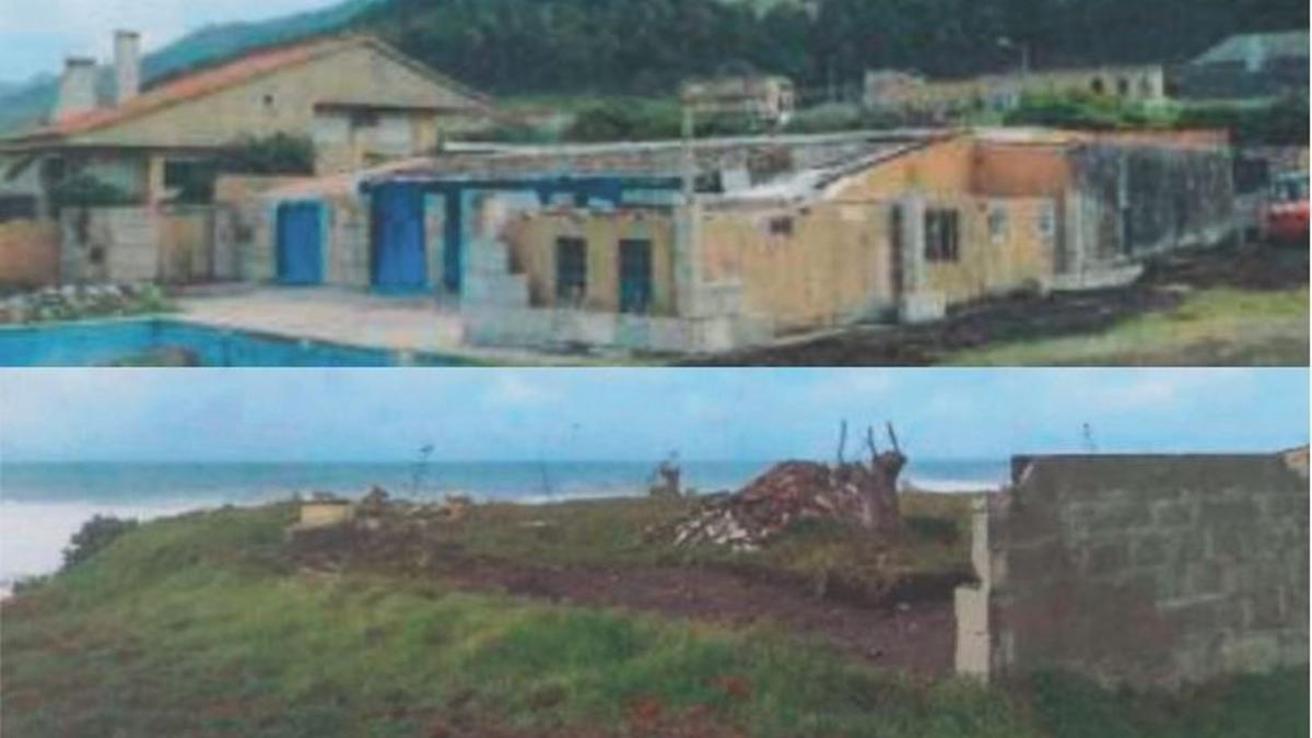 Antes y después de una demolición en Oia (Pontevedra)
