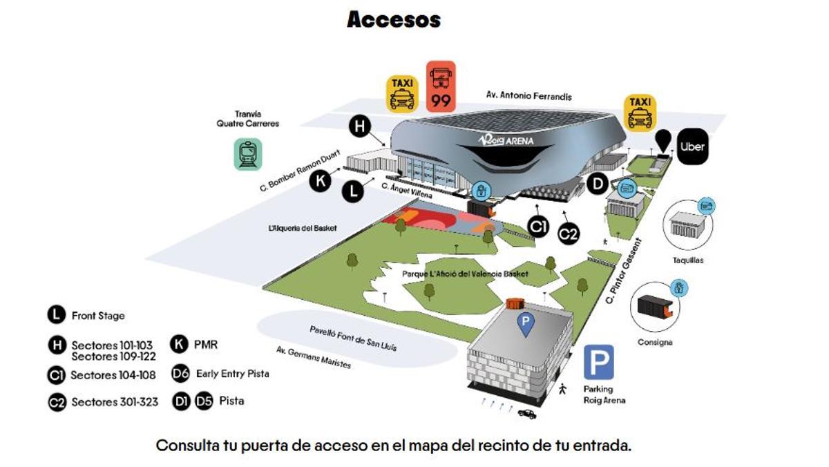 Accesos al Roig Arena para el concierto de Aitana