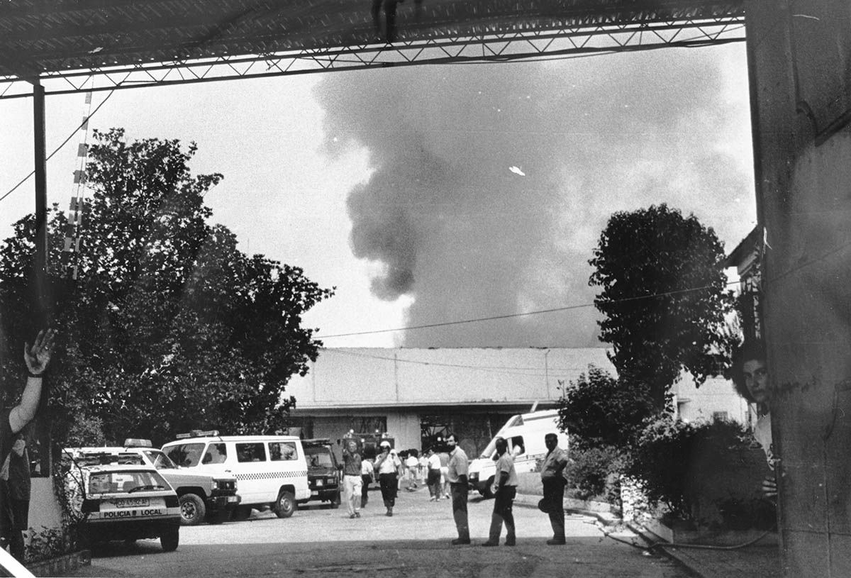 Un incendio en la fábrica en los años 90