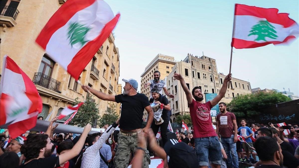 Manifestación antigubernamental en Beirut.