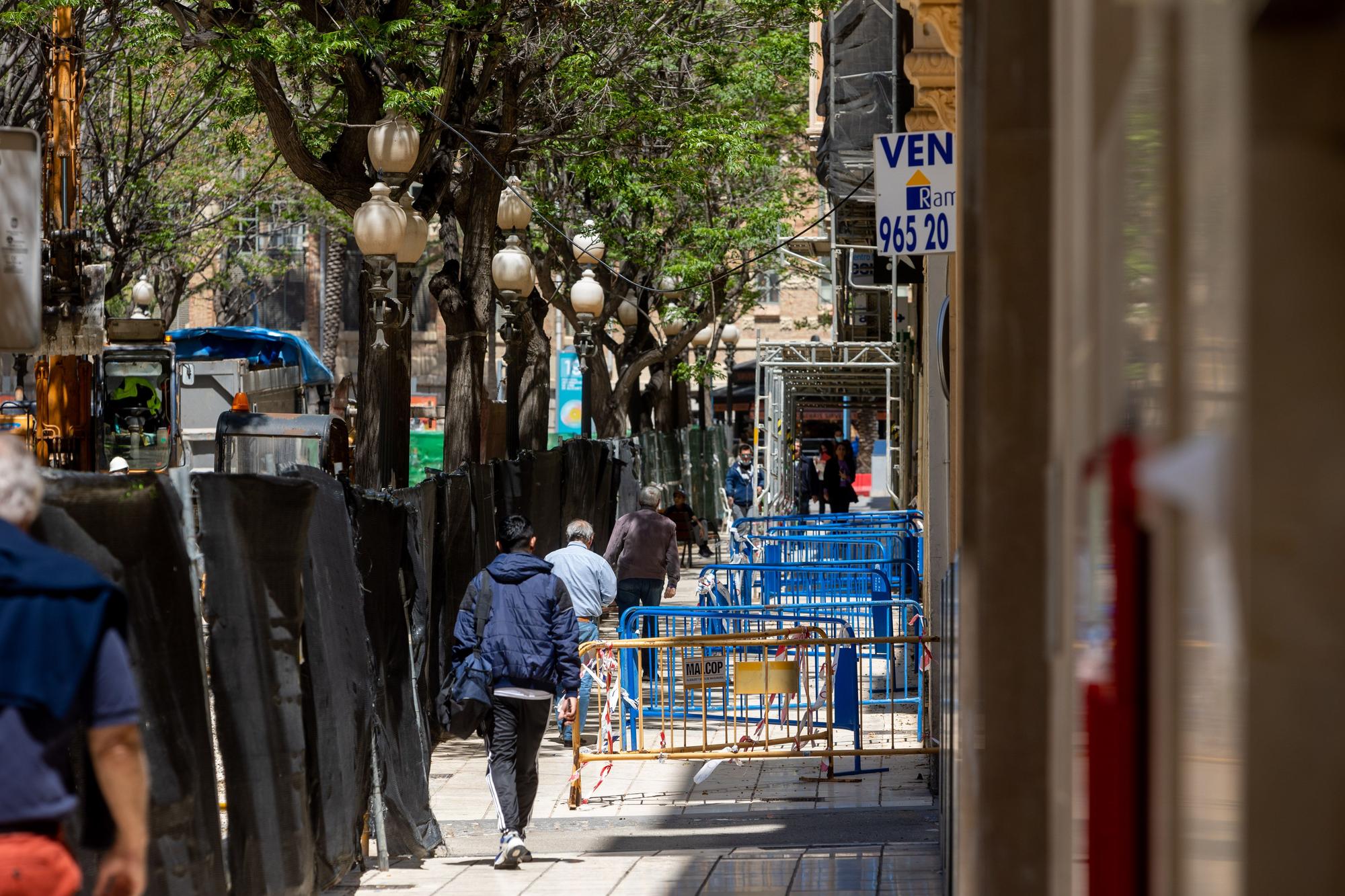 Obras en el centro comercial de la ciudad de Alicante