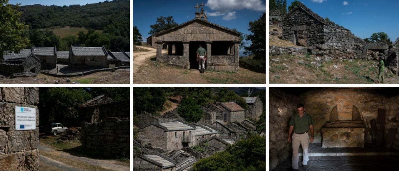 Edificaciones rehabilitadas, otras en ruinas y el entorno natural de la aldea de O Salgueiro, de cuyo mantenimiento se ocupan dos operarios de la Xunta. // FOTOS: BRAIS LORENZO