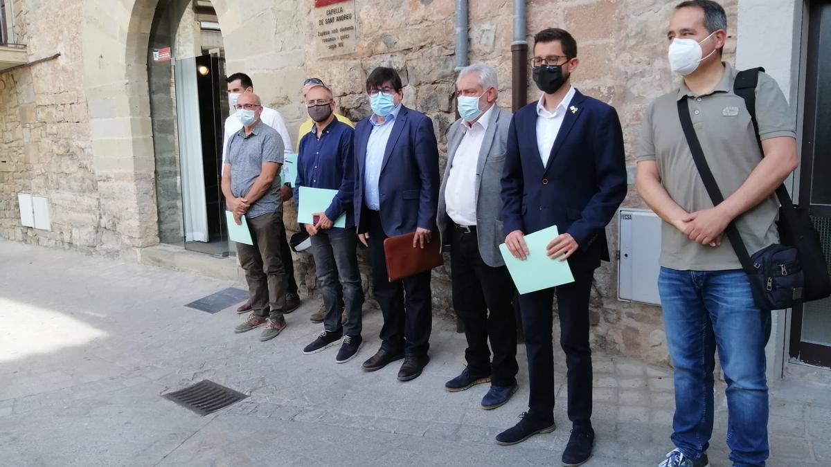 Representants de la Diputació i dels Ajuntaments en la presentació del pla a Santpedor