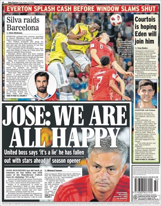 Portada EXPRESS SPORT viernes 10 de agosto de 2018