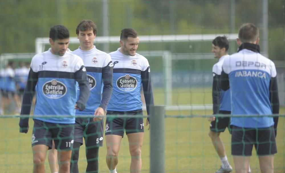 Sesión del Dépor antes del duelo ante el Getafe