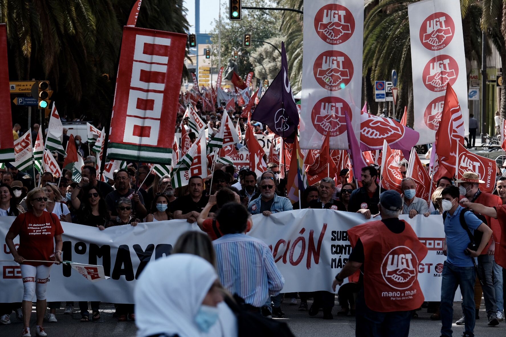 Las imágenes de la manifestación del 1 de mayo en Málaga