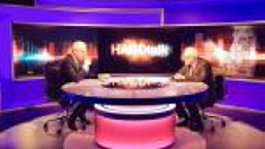 Ernest Maragall (dreta) al programa de la BBC «Hardtalk».