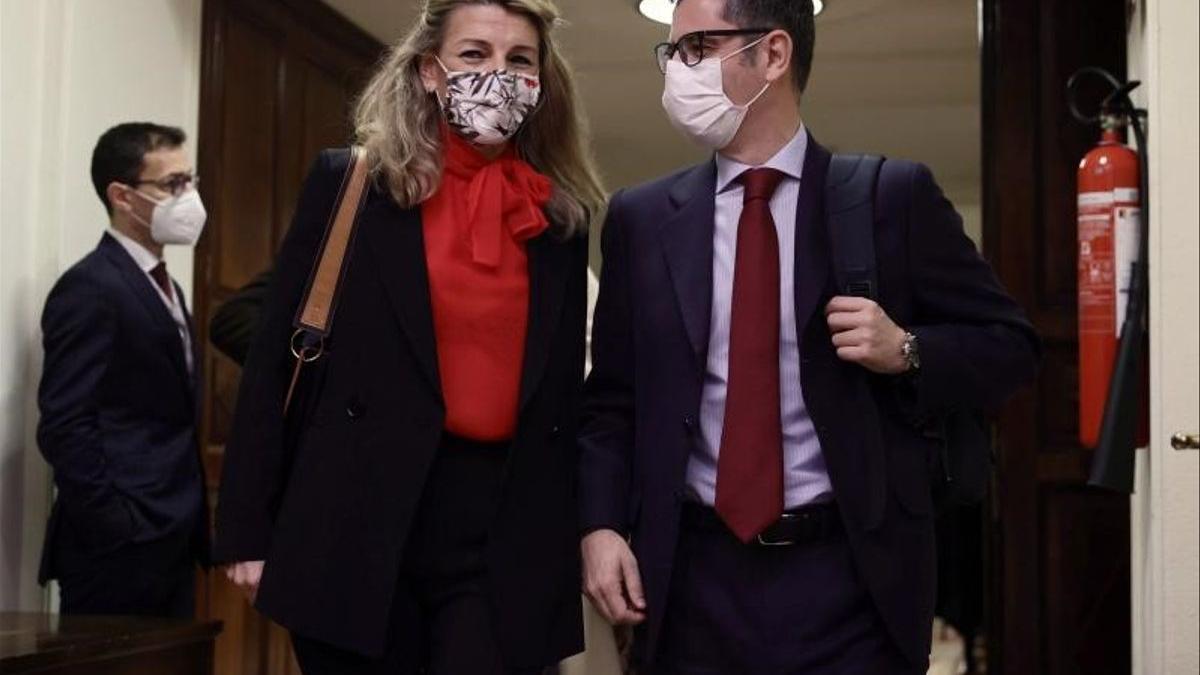 Yolanda Díaz y Félix Bolaños, en el Congreso.