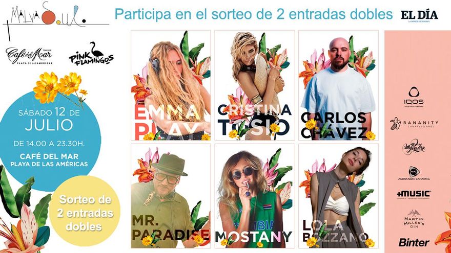 Sorteo de entradas dobles para Malvasoul este sábado 12 de julio en Café del Mar – Playa de Las Américas