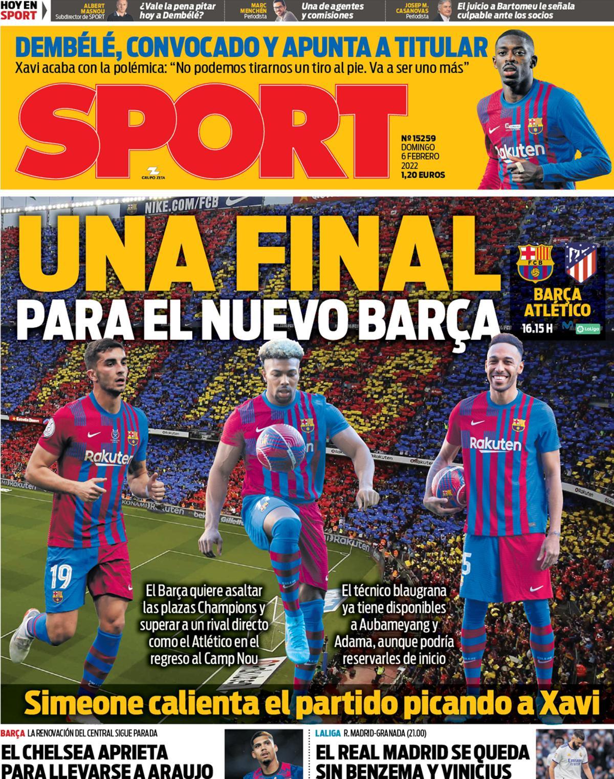 Esta es la portada del SPORT
