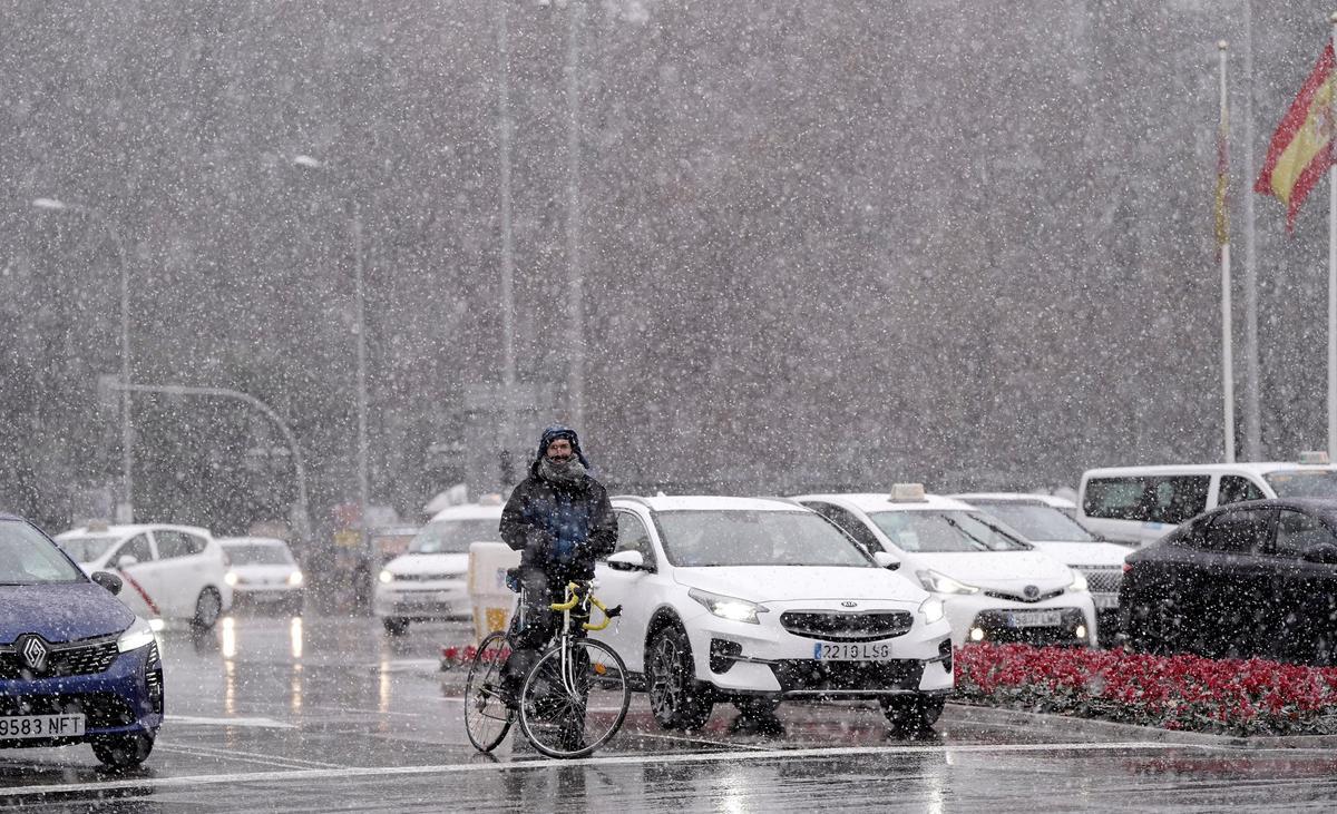 Nevada en el centro de Madrid.