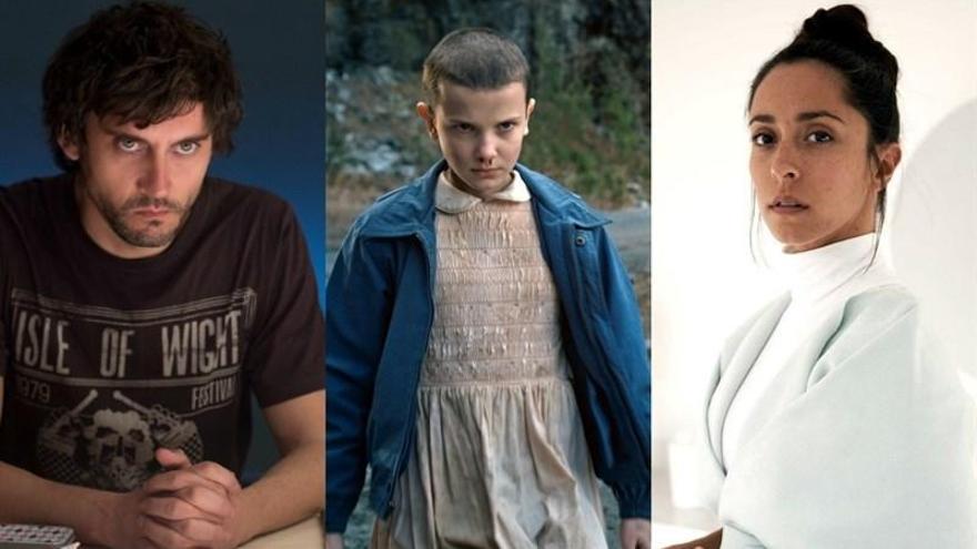 Paco León, Millie Bobby Brown y Oona Chaplin.