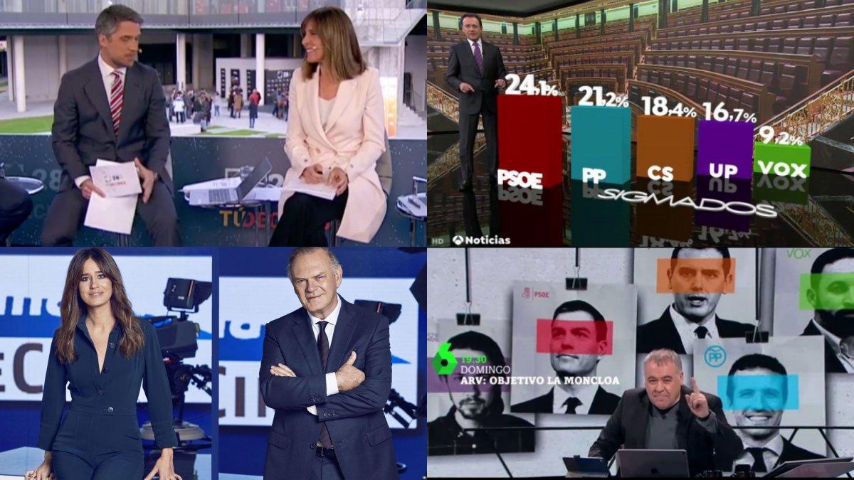 La cobertura de las cadenas generalistas para las elecciones generales de este domingo 10 de noviembre