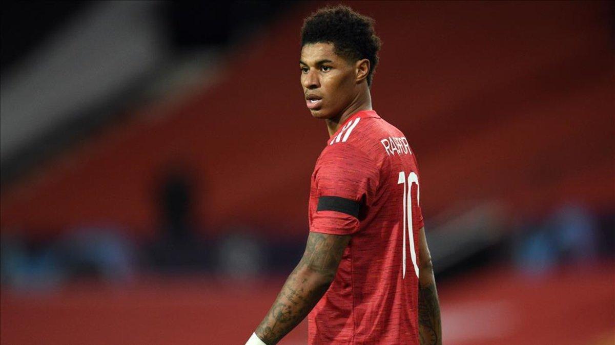 Marcus Rashford durante un partido con el Manchester United