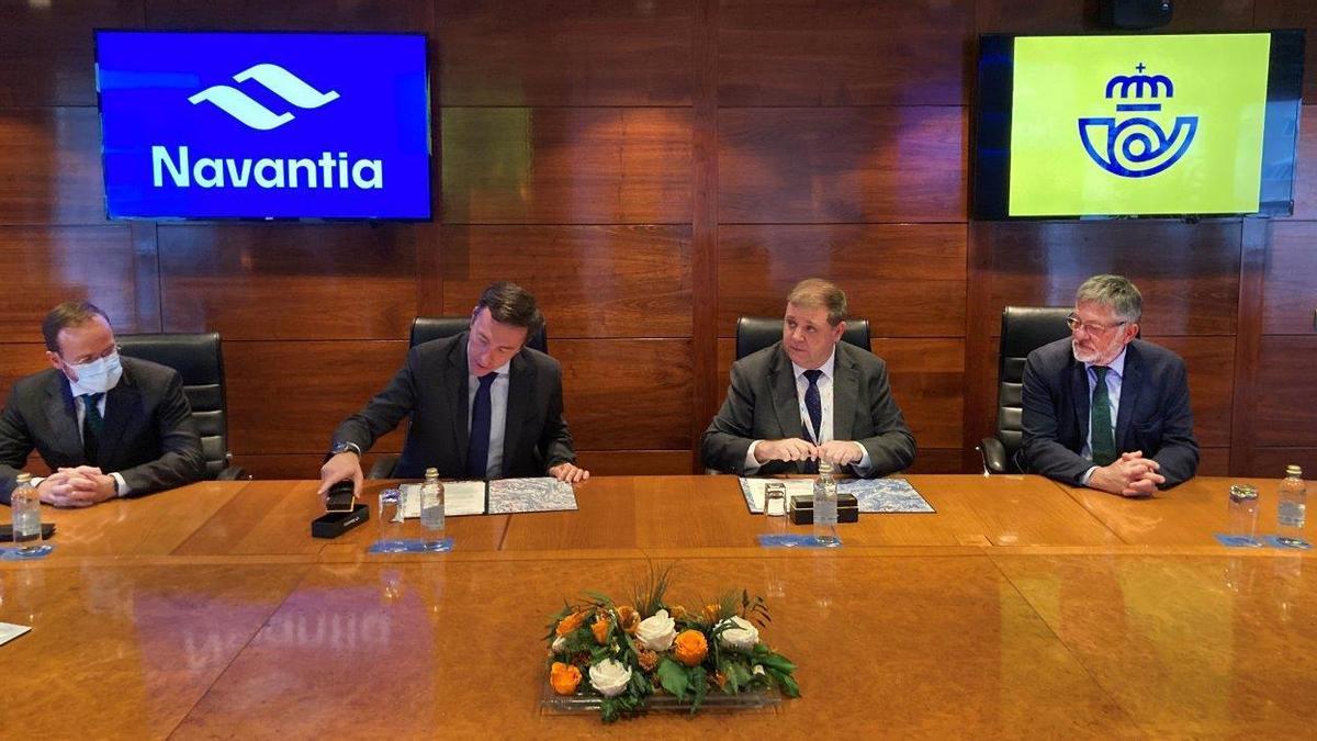 El presidente de Correos, Juan Manuel Serrano, y el presidente de Navantia, Ricardo Domínguez, han firmado un memorando de entendimiento (MoU) para sentar las bases de esta colaboración.