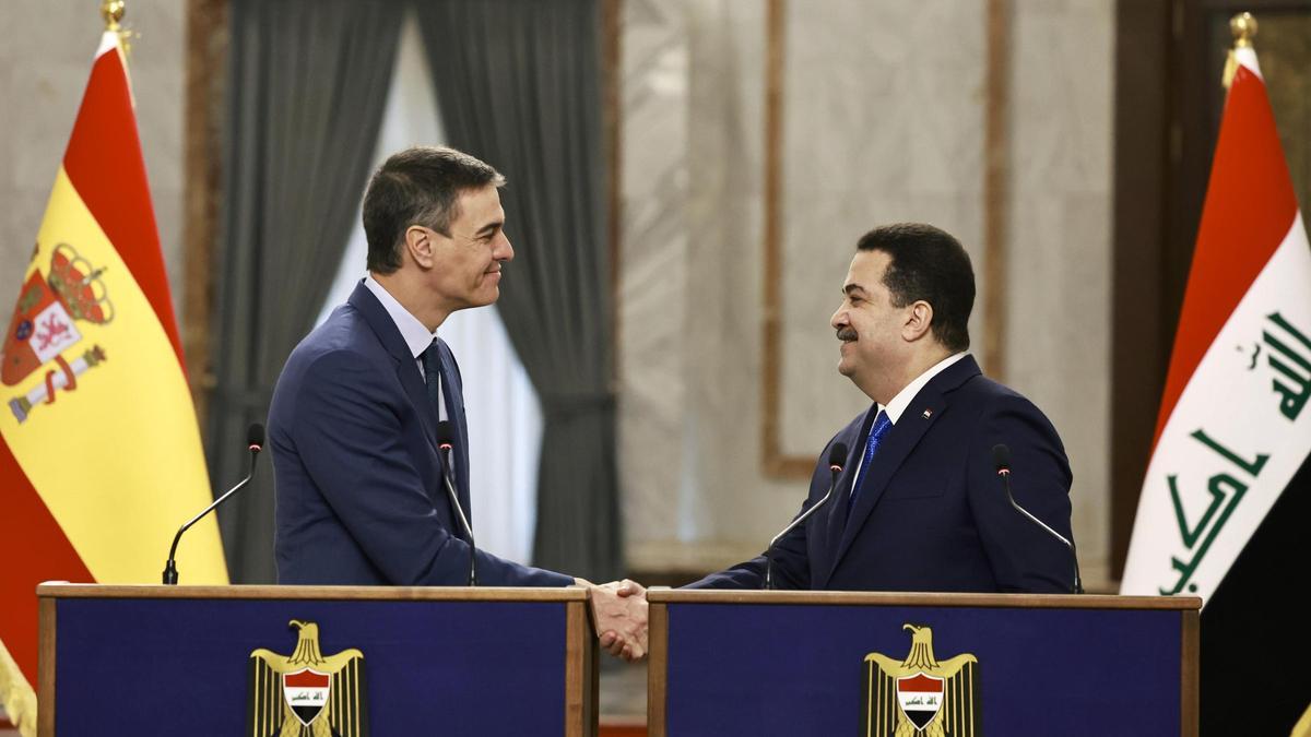 Pedro Sanchez con el primer ministro iraqui al-Sudani