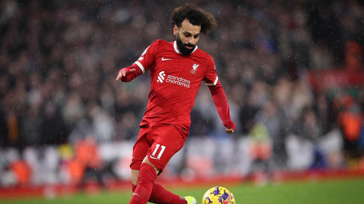 Salah durante el partido de la Premier entre el Liverpool y el Newcastle