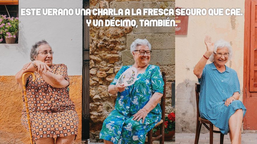 Señoras al fresco, una de las imágenes que ilustra la campaña de venta de Lotería de Navidad en verano.