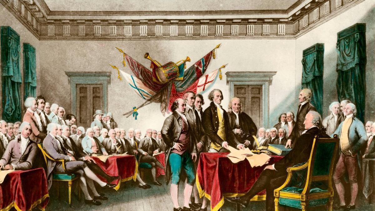Firma de la declaración de independencia de EEUU, por John Trumbull.