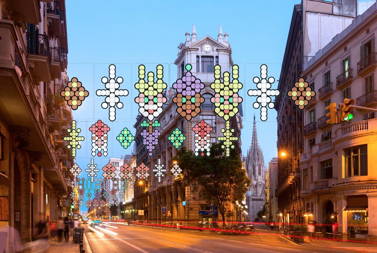 Recreación de las nuevas luces de Navidad en Via Laietana.