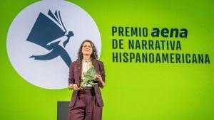 Barcelona 08/04/2026 Icult. Entrega de la primera edición de Premio Narrativa de AENA. Que otorga un premio de un millón de euros. Ganadora: Samanta Schweblin por el título: El buen mal. AUTOR: MANU MITRU