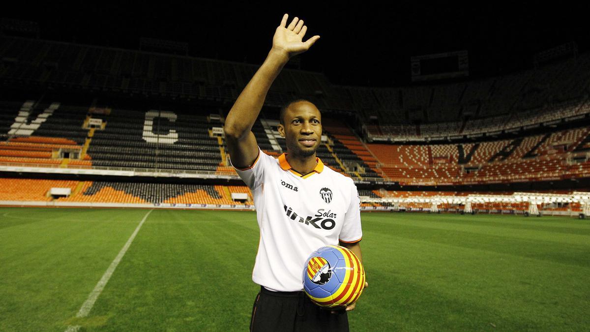 Keita, durante su presentación con el Valencia CF