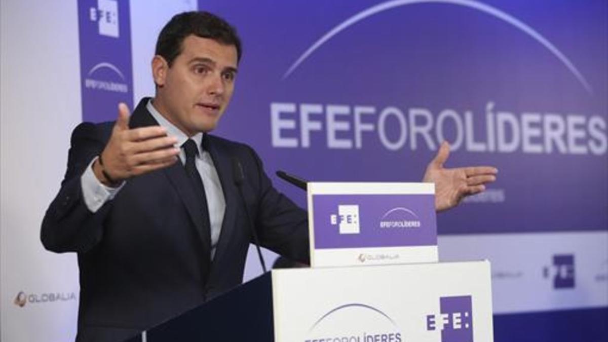 Rivera, durante su intervención en el foro de la agencia Efe, ayer.