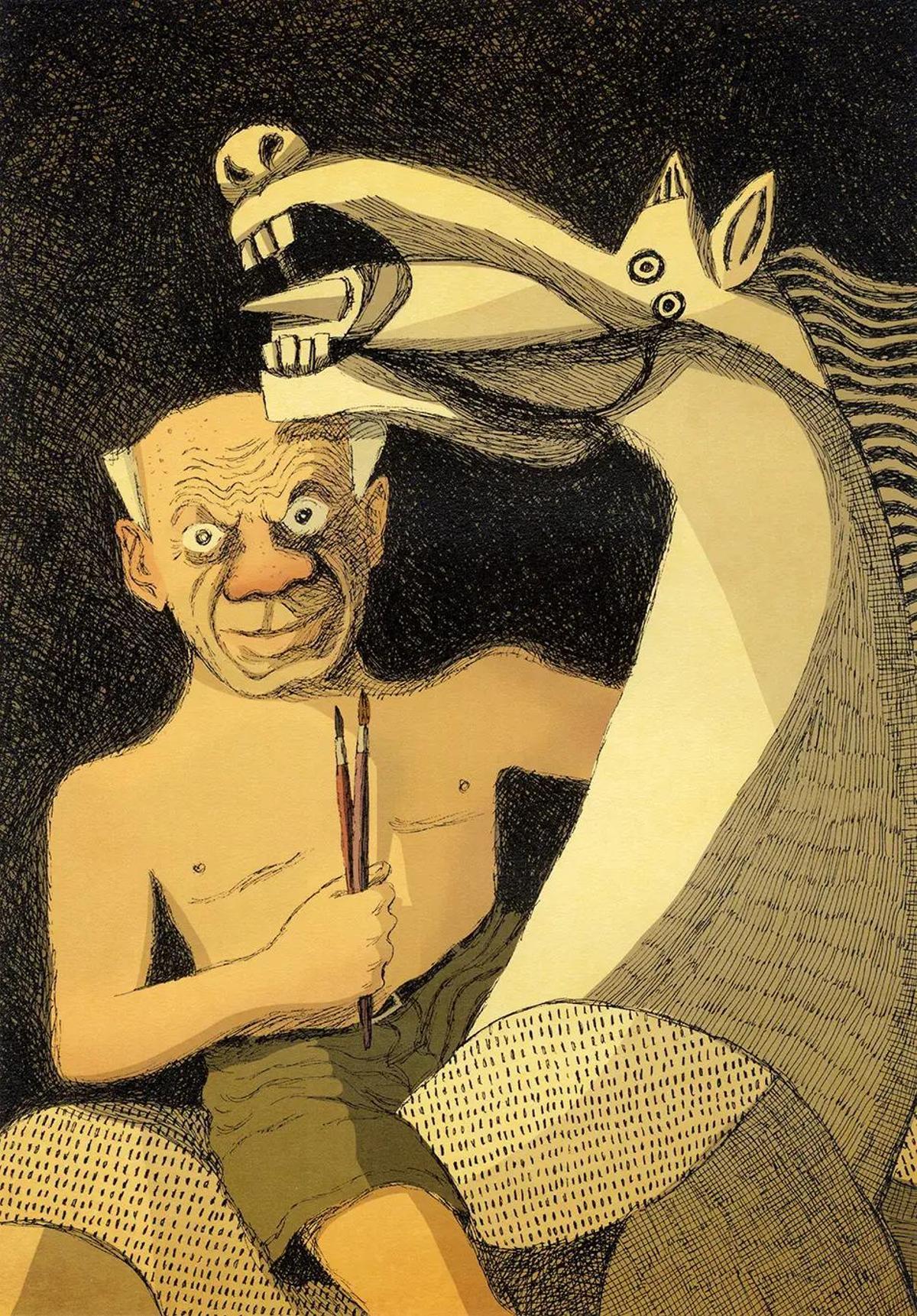 Picasso, en la caricatura más especial para David Pintor de las plasmadas en el libro