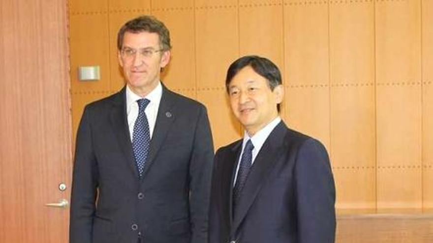 Feijóo y Naruhito, en el Palacio de Akasaka.