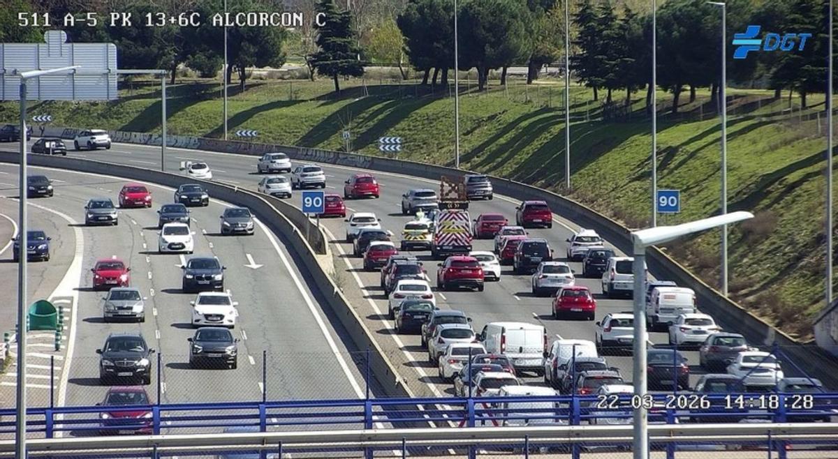 La DGT alerta de un accidente en la A-5 Alcorcón que provoca retenciones.