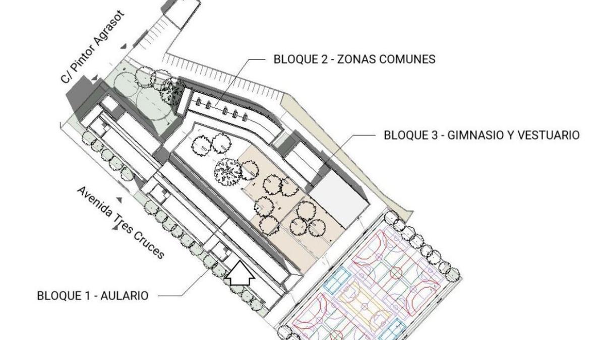 Figuración en plano del IES Peset Aleixandre