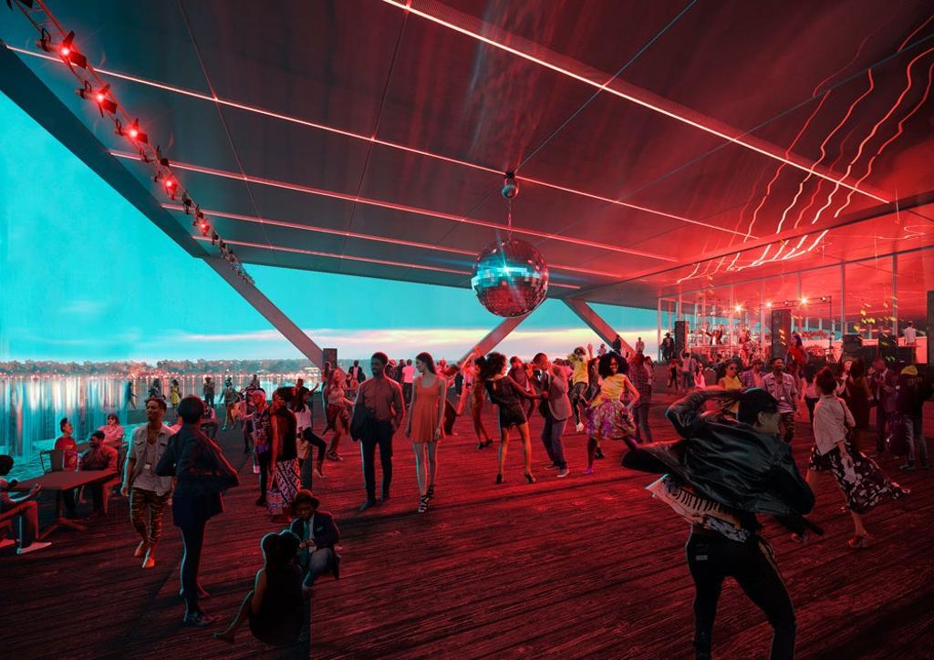 Evento de baile en una de las zonas del puente. 