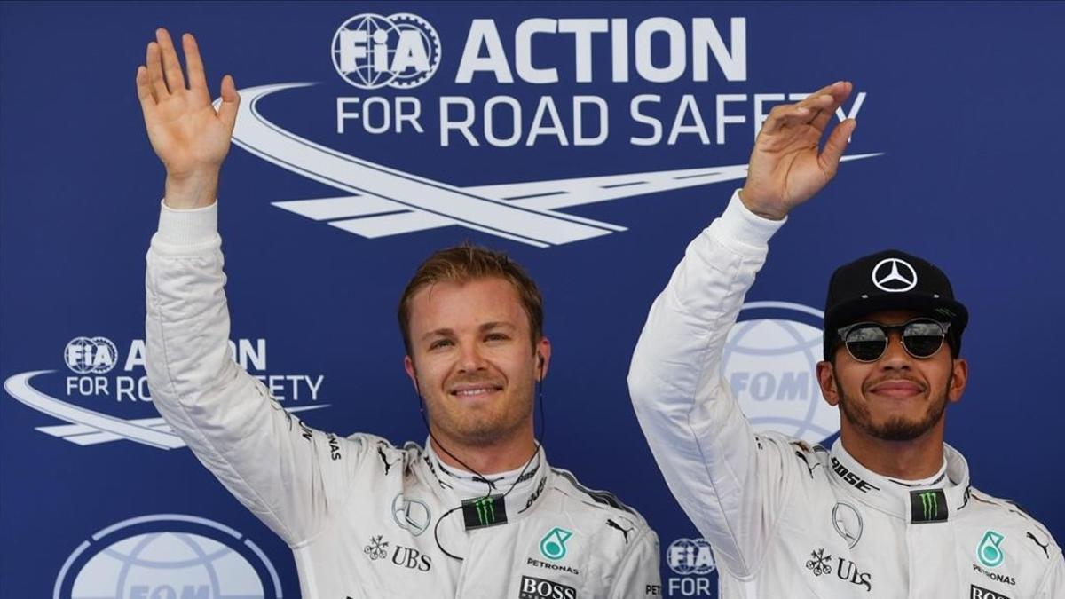 Nico Rosberg y Lewis Hamilton, el sábado en Spielberg (Austria).