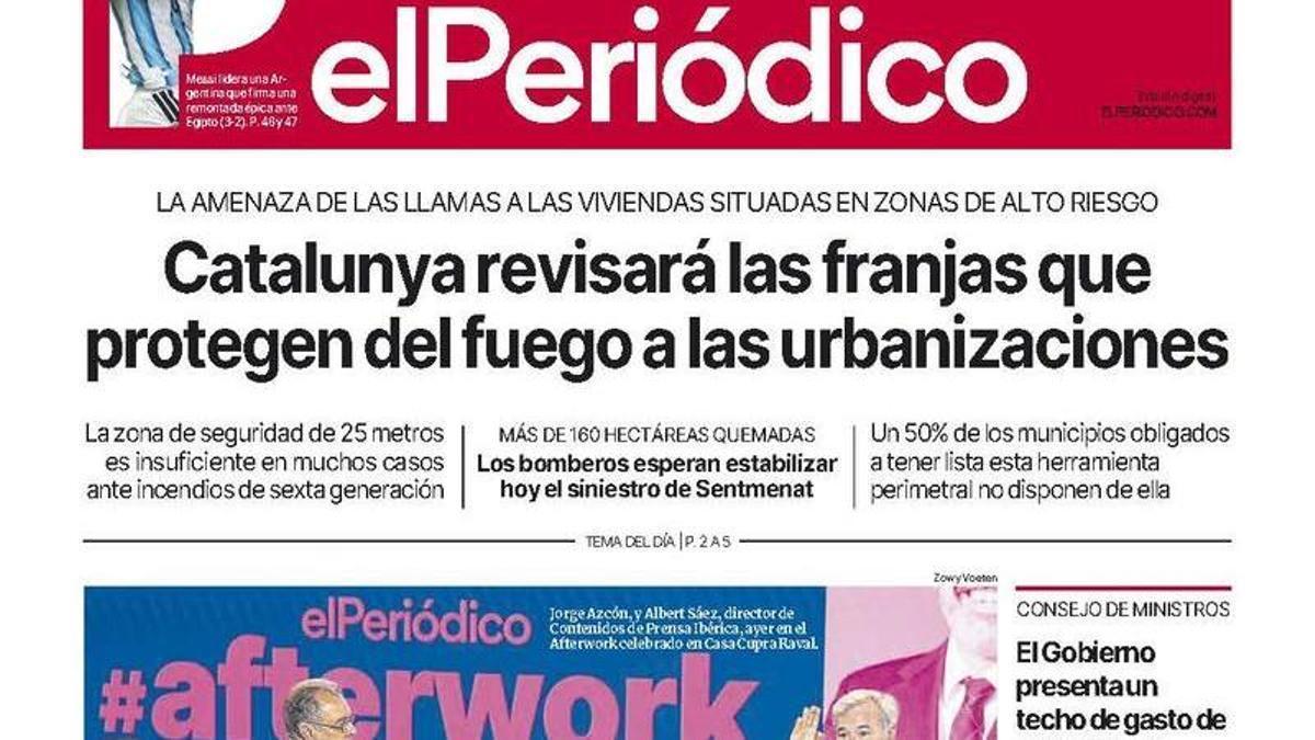 La portada de EL PERIÓDICO del 8 de julio de 2026