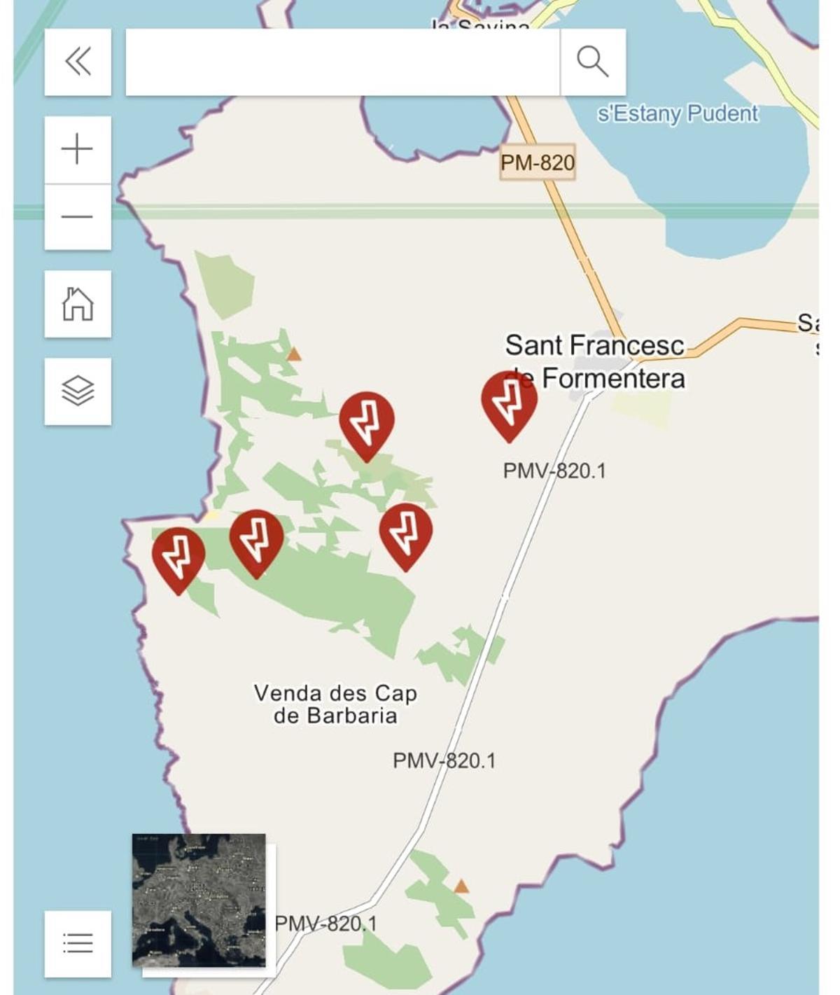 Mapa de incidencias de la página web de Endesa